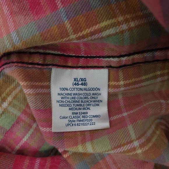 The Rack Brushed Cotton Bleach Tie Dye Button Front Shirt Top Size XL Plaid - Picture 12 of 12